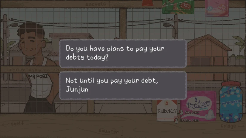 Narinig Mo Ba dialogue choice asking whether Junjun will pay his debt