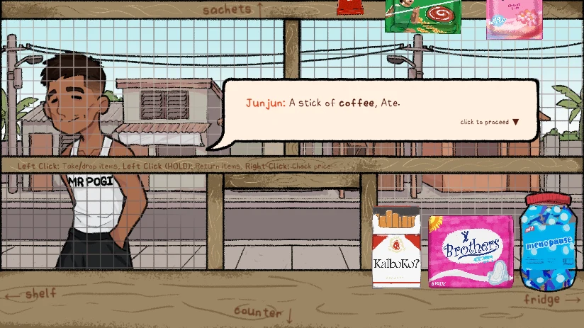 Narinig Mo Ba dialogue with Junjun asking for a stick of coffee