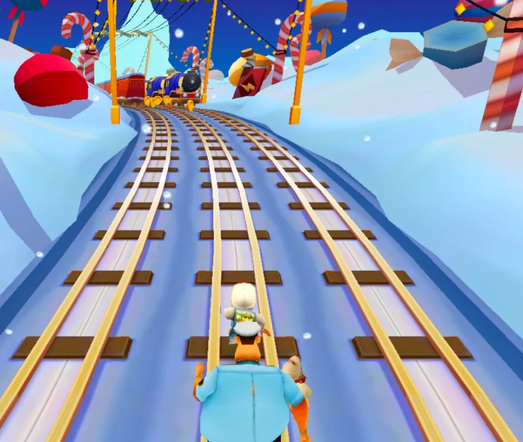 Classic chase sequence with the inspector and his dog pursuing the surfer through a train yard